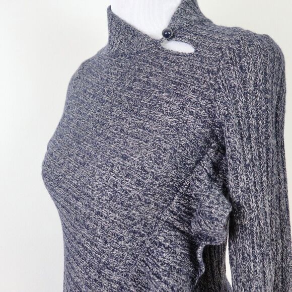 Anthropologie Size S Cascading Ruffles Asymmetrical Sweater Gray - Picture 8 of 10
